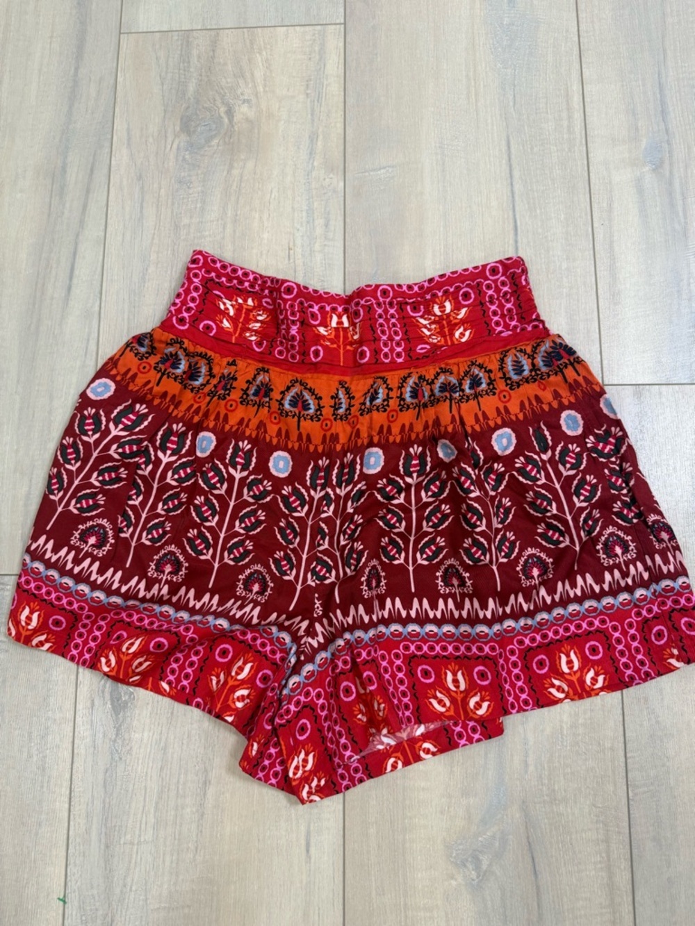 Anthropologie High-Waist Floral-Print Shorts in Burgundy, Pink & Orange